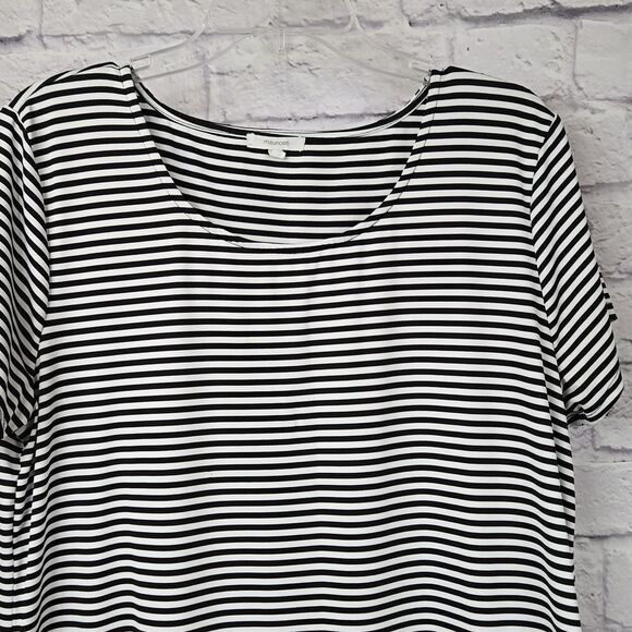 Maurices Striped T-shirt Dress Floral Embroidery Jersey Knit Shift A-Line Casual - Picture 6 of 13